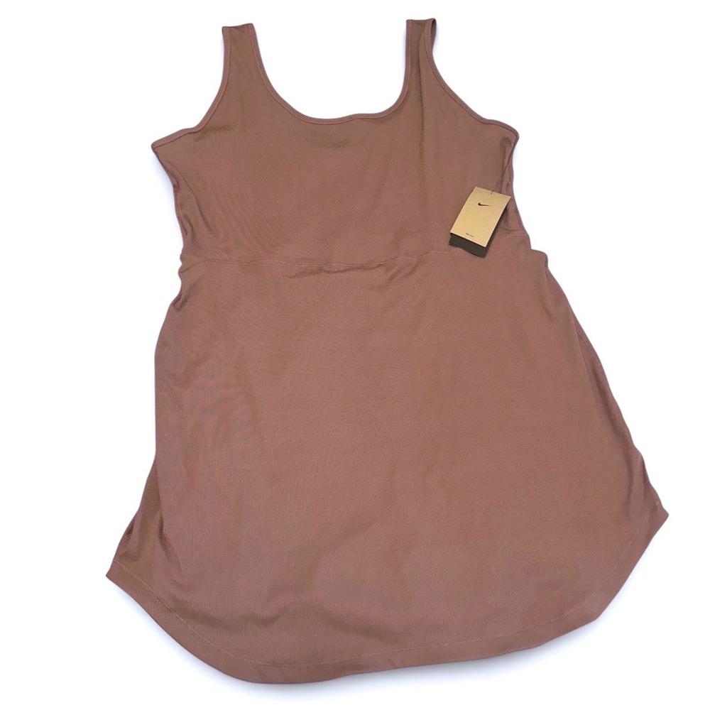 Nike Womens One Dri-FIT Dress Mauve Ribbed Athletic Tennis Dress 1X plus NWT